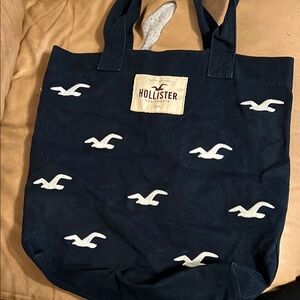 Hollister Blue and White Seagull Tote Bag